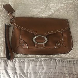 Anne Klein light brown tan purse clutch wristlet